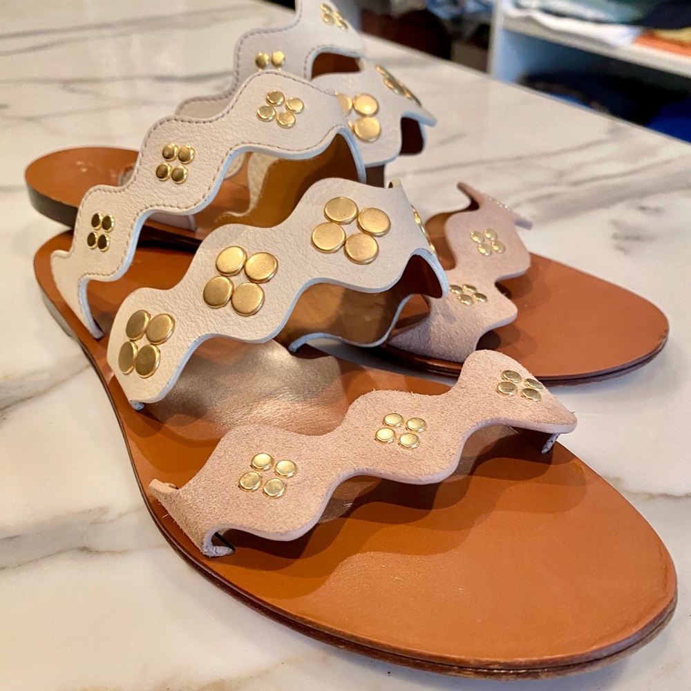 CHLOE Lauren Studded Three-Band Flat Slide Sandal